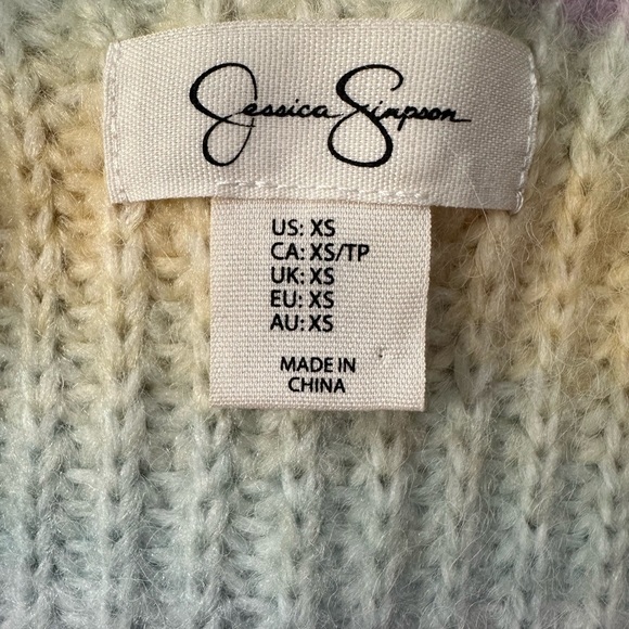 Jessica Simpson Semi-Crop Long Sleeve Rainbow Cardigan Sweater Size XS - Picture 3 of 3